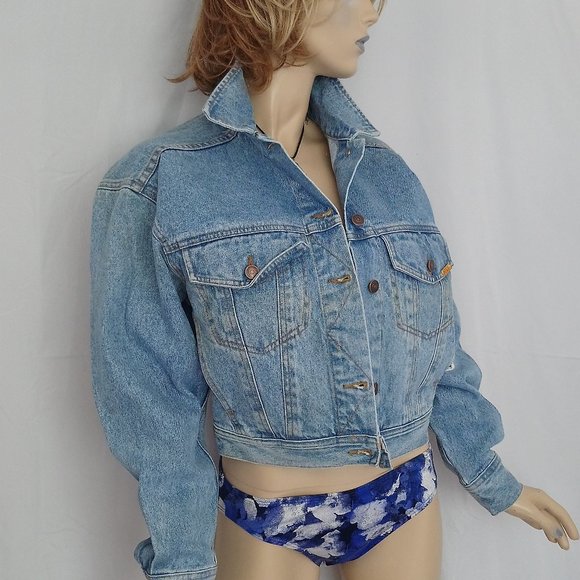 RARE Vintage 1970's Jordache Cropped Denim Jacket Sz L NWT Y2K Style - Picture 2 of 8
